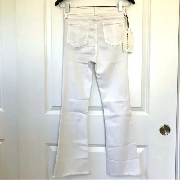 NWT! RAG & BONE Mid-Rise Cropped Flare-Leg Jeans in Bright White - Picture 11 of 15